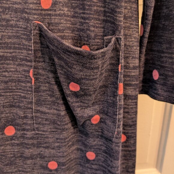 LuLaRoe Sarah Cardigan, size S, new but without tags, Navy with pink polka-dots - Picture 2 of 5